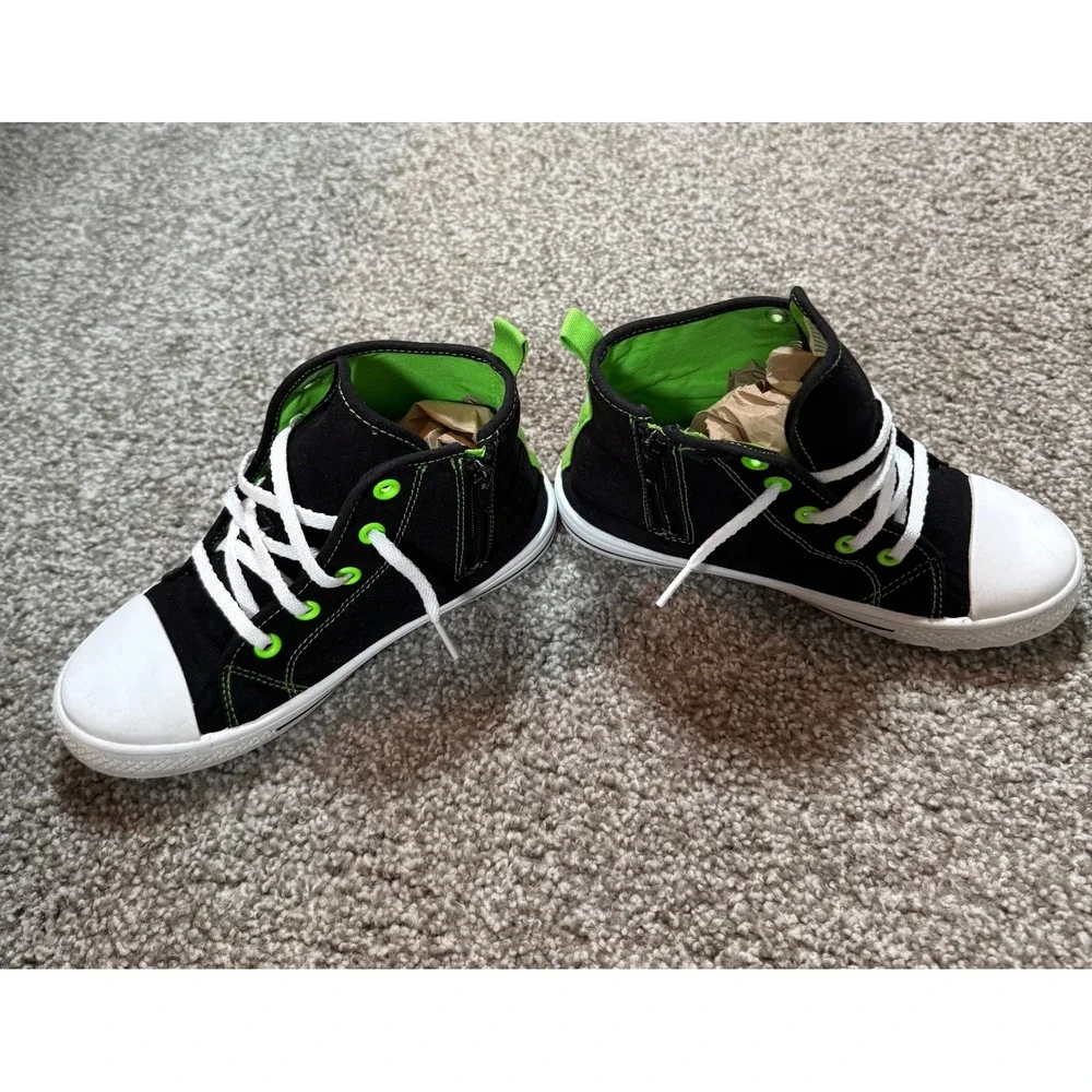 Minecraft Creeper Kids High Top Sneakers Black Green Youth Size 1
